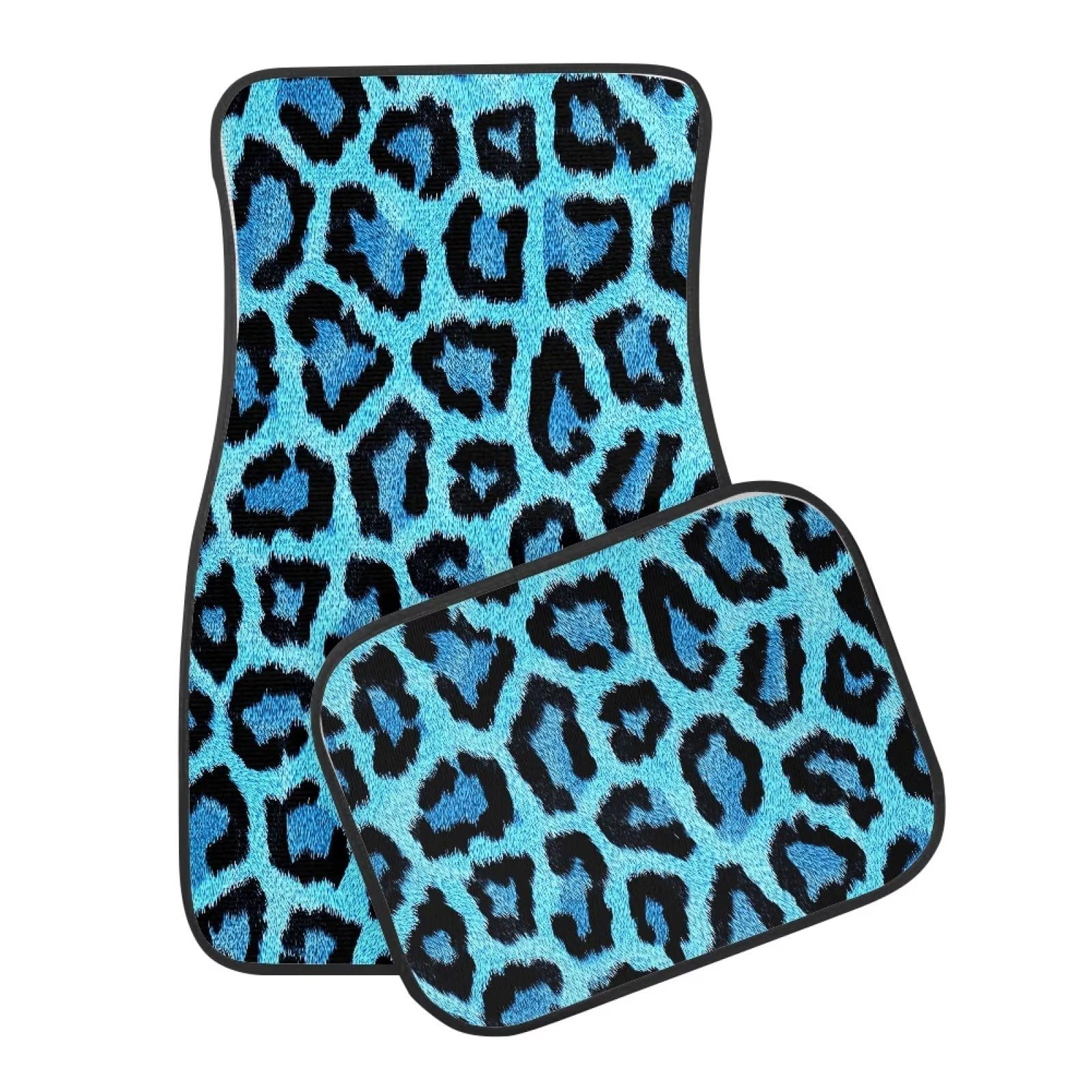 Set di tappetini per auto con stampa leopardata blu, 4 pezzi, tappetini per auto, universali, adatti per accessori interni auto da viaggio