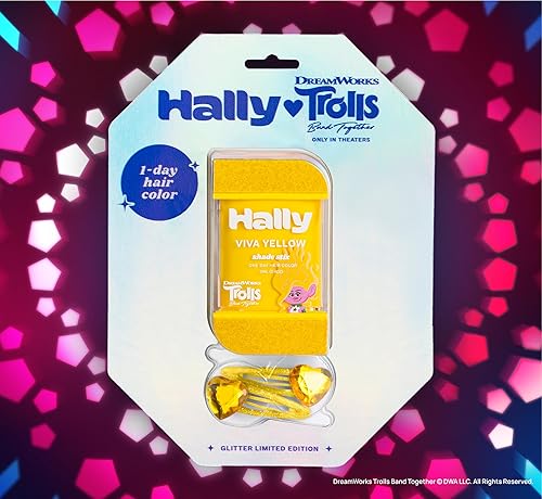 Miniatura 5 de Hally x Trolls Band Together  Color de cabello para niños de 1 día  Tinte para el cabello amarillo vivo  Sin desorden  Accesorios para el cabello de