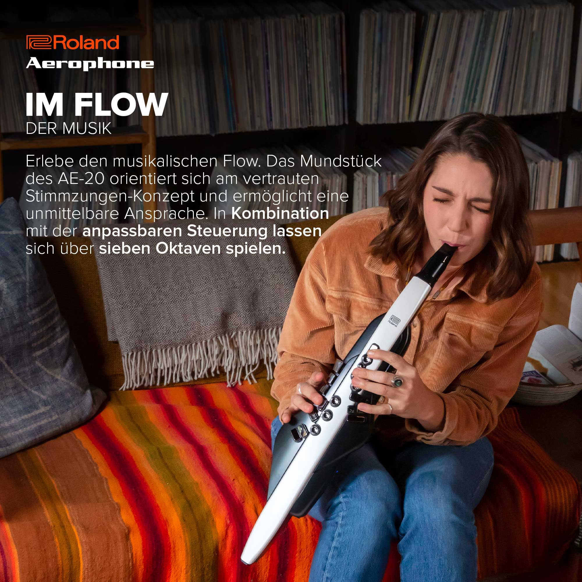 Roland AE-20 Aerophone | Hochwertiges digitales Blasinstrument | SuperNATURAL Akustik-Sounds & moderne ZEN-Core Technologie | Ultra-dynamische Spielbarkeit | Über 250 Sounds | Bluetooth-Verbindung