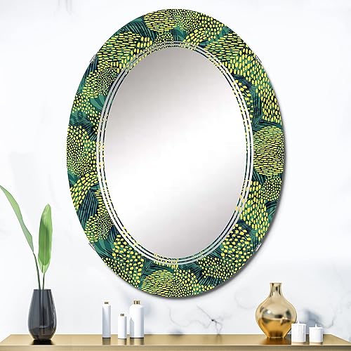Miniatura 6 de DesignQ Abstracto verde geométrico  Espejo de tocador, espejos de baño, espejos de pared para sala de estar, dormitorio, espejo ovalado  Grande 20 x