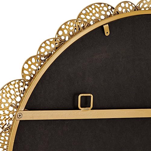 Miniatura 4 de Uttermost Espejo de pared redondo dorado de 33 1/2 pulgadas de ancho con hoja de loto en capas