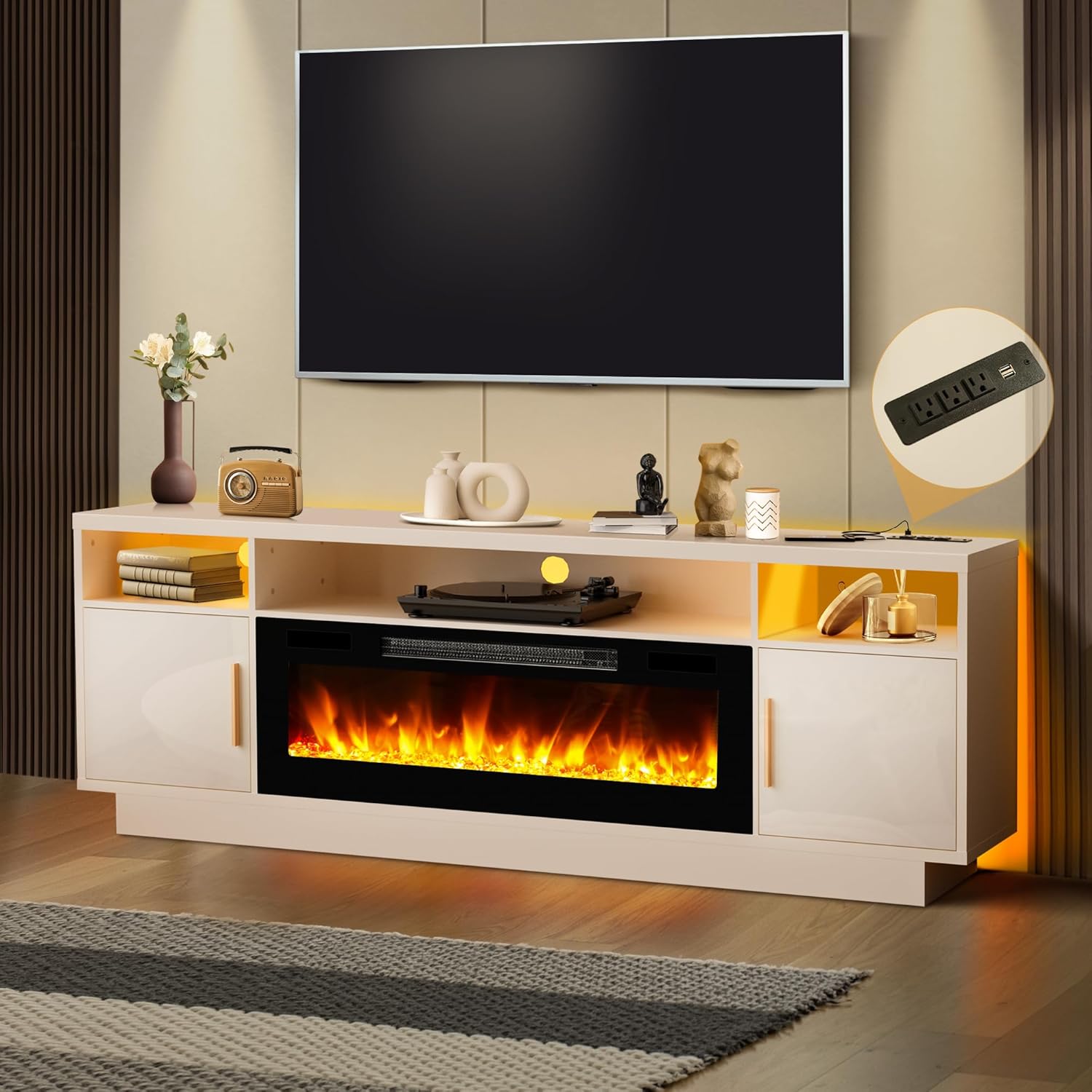 Electric Fireplace TV Stand with Led Lights and New Zealand Ubuy
