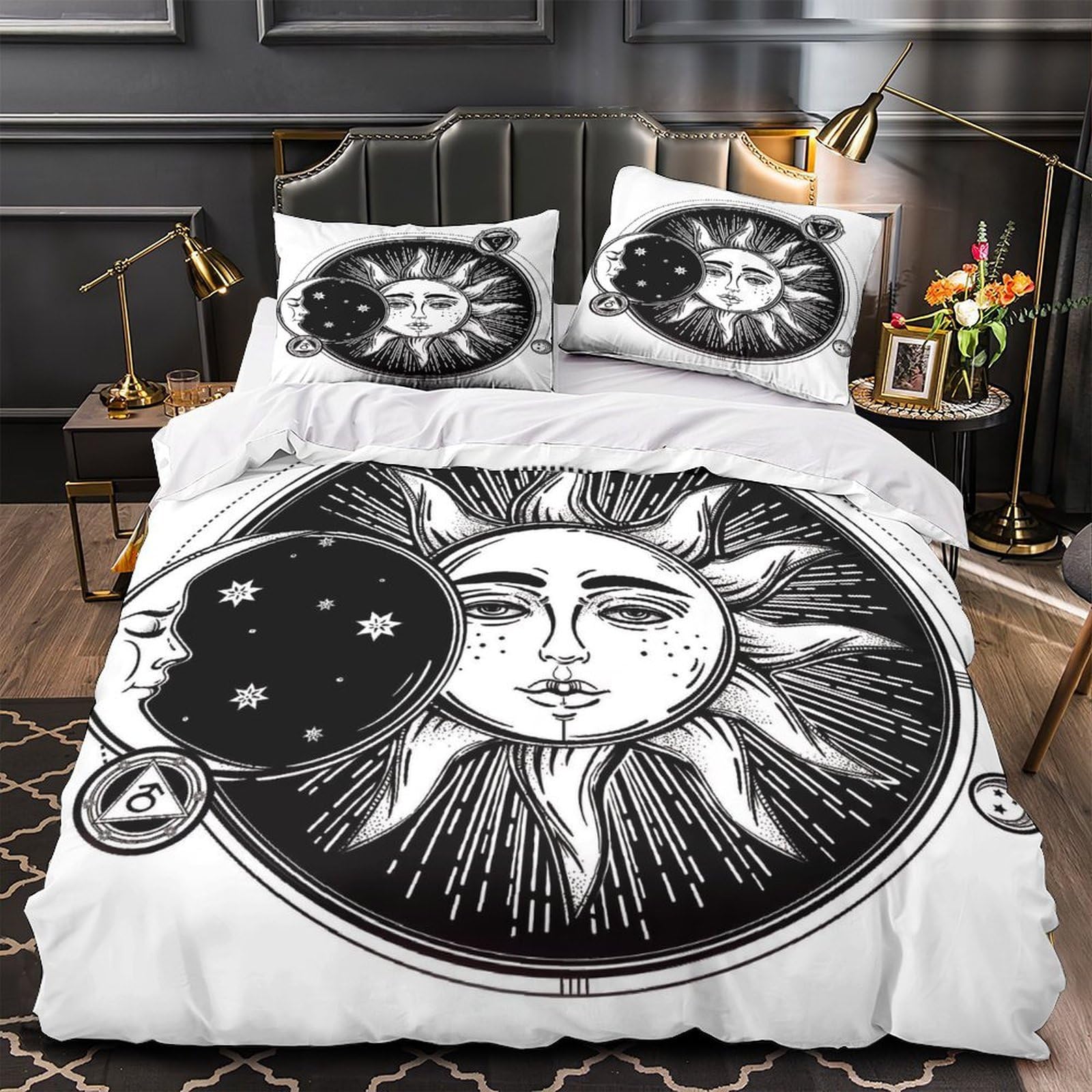 MMDASBVPE Sun Face Design Quilt Cover 3D Print Anti-allergic 3 Pieces Bed Set Hidden Zipper Comforter Cover Ultra Soft All Season for Adults Kids Teens Women Youth Teenagers Single（140x200cm）