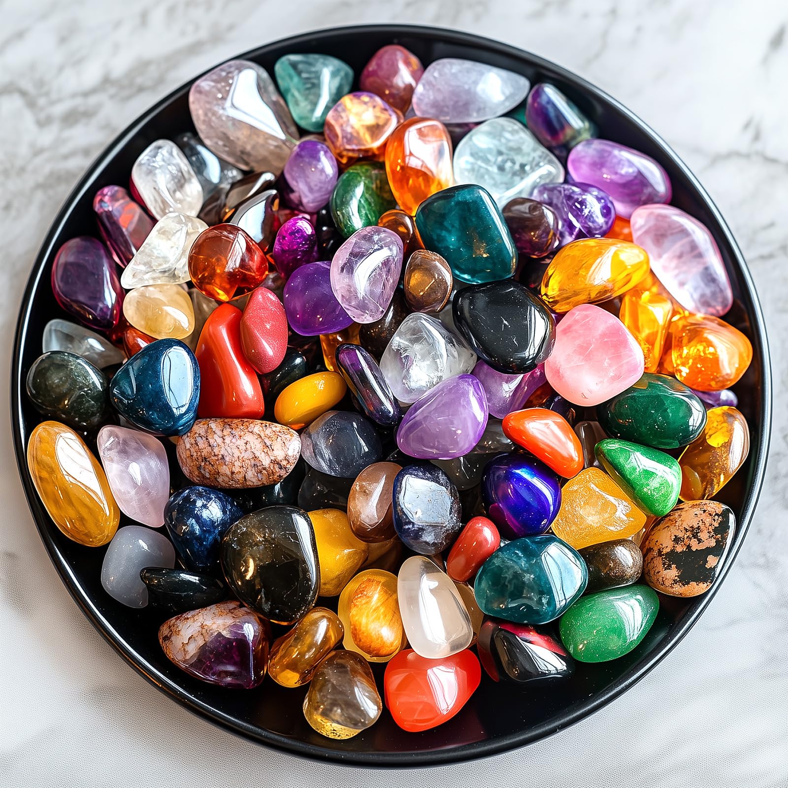 SigMntun Polished Mixed Crystals Stones Healing Crystal Chips Bulk, 200 Pcs 7 mm - Handpicked Gemstones for Healing Reiki Chakra Meditation Energy Balancing Therapy Home Decoration