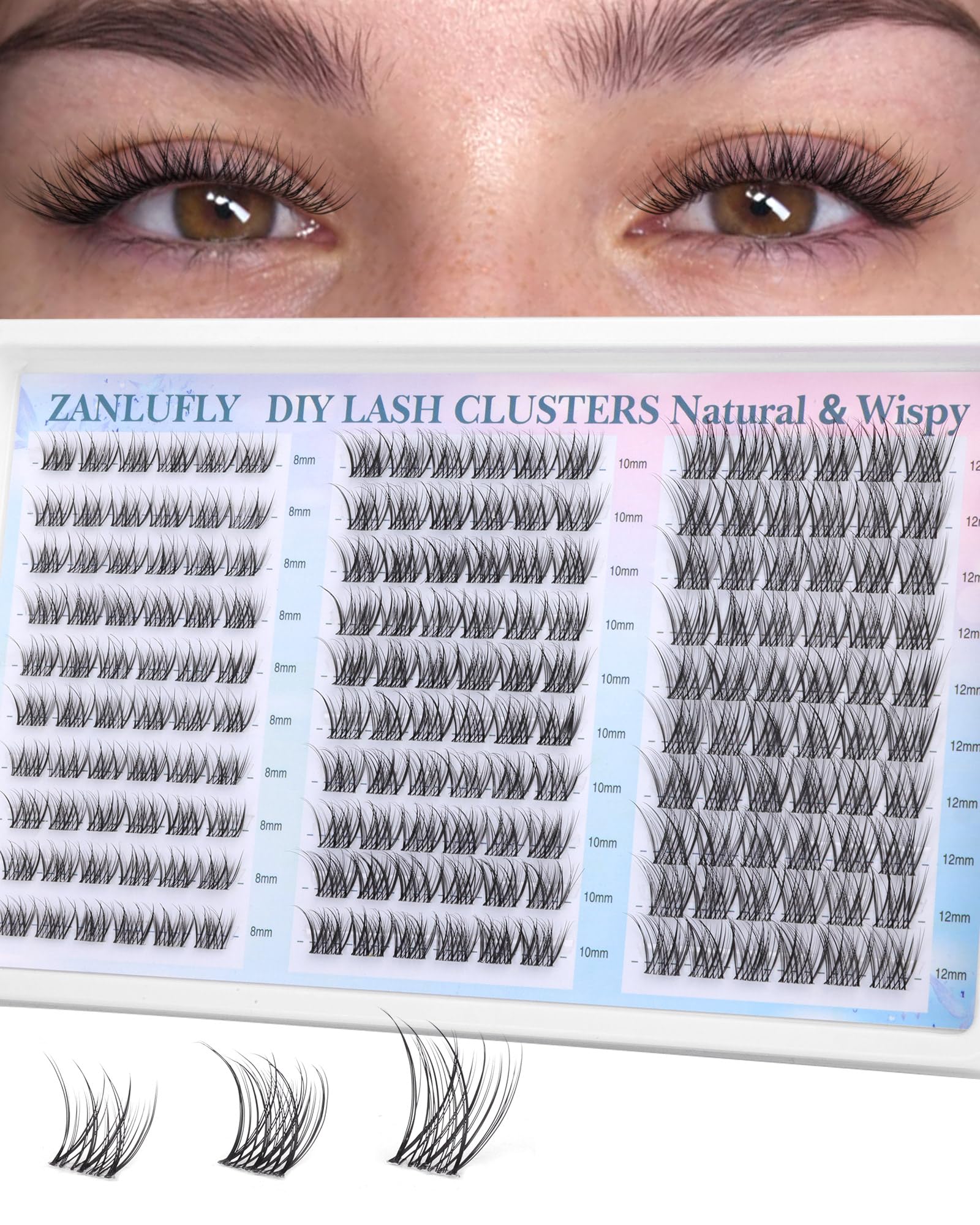 Photo 1 of zanlufly Short Lash Clusters (8-10-12mm, CC Curl, 180pcs)