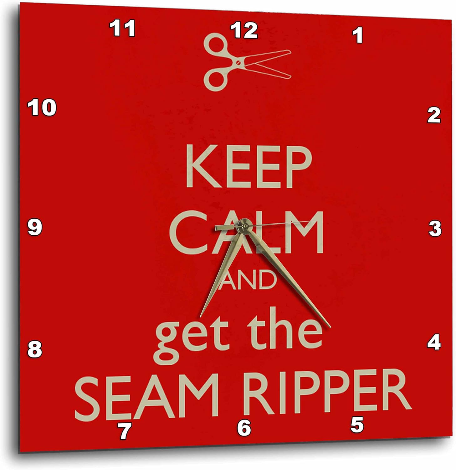 3dRose dpp_172004_3 Keep Calm and Get The Seam Ripper. Red and White-Wall Clock, 15 by 15-Inch