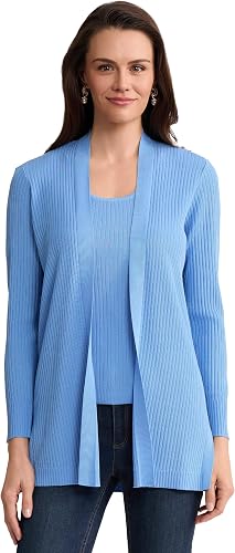Jones New York Women's Ribbed Knit Open Front Sutton Cardigan