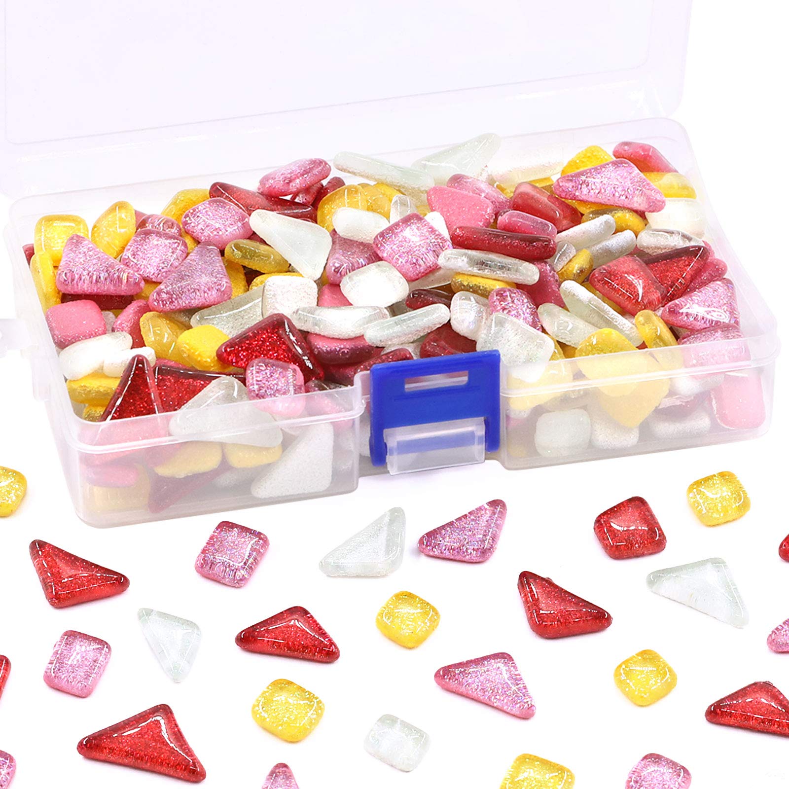 Swpeet 1 Pound Mixed Colors Shine Crystal Series Mosaic Tiles Assortment Kit, Square and Triangle Genuine Mosaic Tiles Glitter Crystal Mosaic Perfect for Home Decoration Crafts — image 1