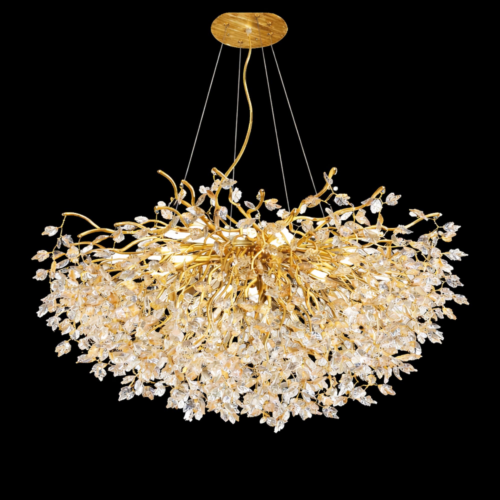 Buy Lavish Vine Leaf Crystal Golden LED Tree Chandelier Lights for