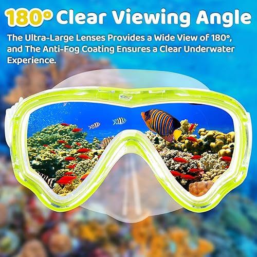 Miniatura 7 de Vvinca Gafas de buceo para niños, máscara de buceo, gafas de natación con cubierta de nariz y correas para niños y jóvenes de 6 a 14 años