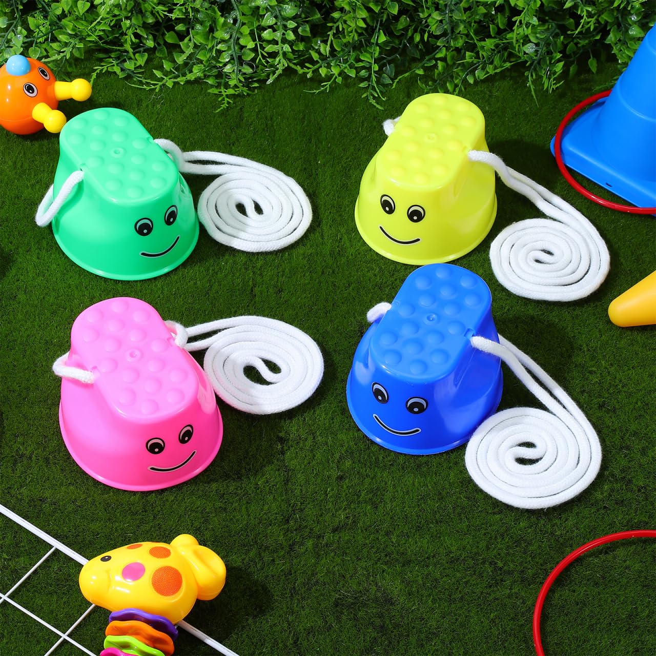 4 Zancos De Cubo De Plástico Para Niños – Juego De Equilibrio Y Coordinación Para Actividades Al Aire Libre