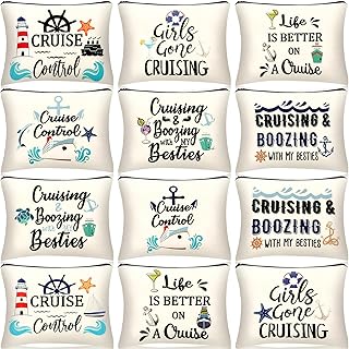 12 Pcs Cruise Survival Kit Cosmetic Bags Cruise Gifts Cruise Makeup Bags Cruise Ship Essentials Bags Travel Organizer Zipper Pouch Cruise Accessories for Women Cruising Lovers