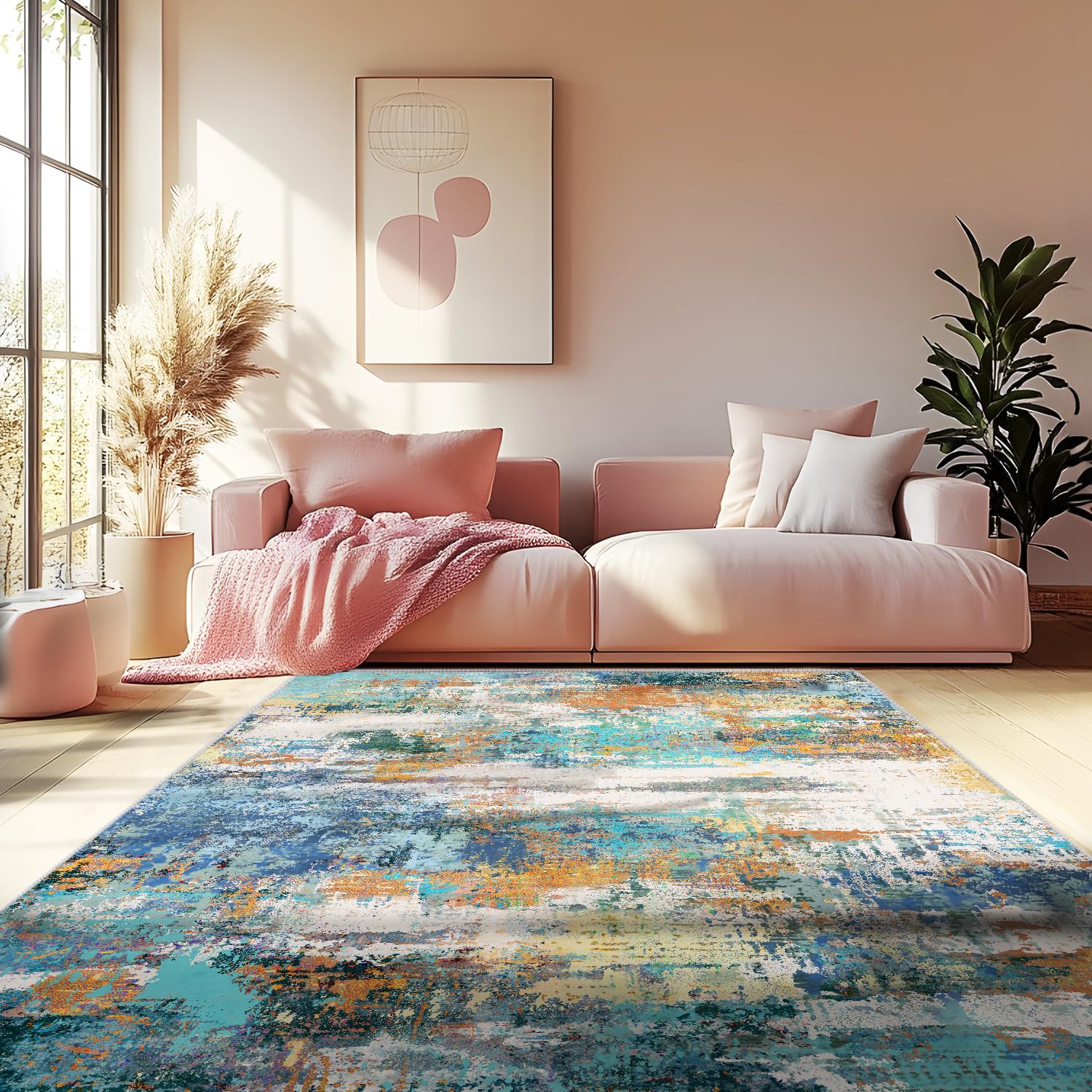 Teppich Läufer Flur 80x150cm - Küchenläufer Waschbare Teppichläufer - Abstrakte Design Teppiche - Rutschfest Moderner Kurzflor Teppich für Korridor, Esszimmer, Wohnzimmer, Schlafzimmer - Schwarz Weiss
