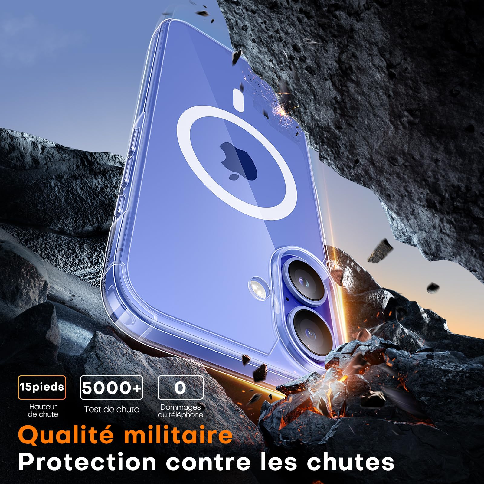 TAURI Coque Magnétique pour iPhone 16 Plus avec Bouton de Capture de Contrôle de Caméra, Compatible avec MagSafe [Protection Militaire][Anti-Jaunissement] -Coque Mince 6,7 Pouces-Transparent