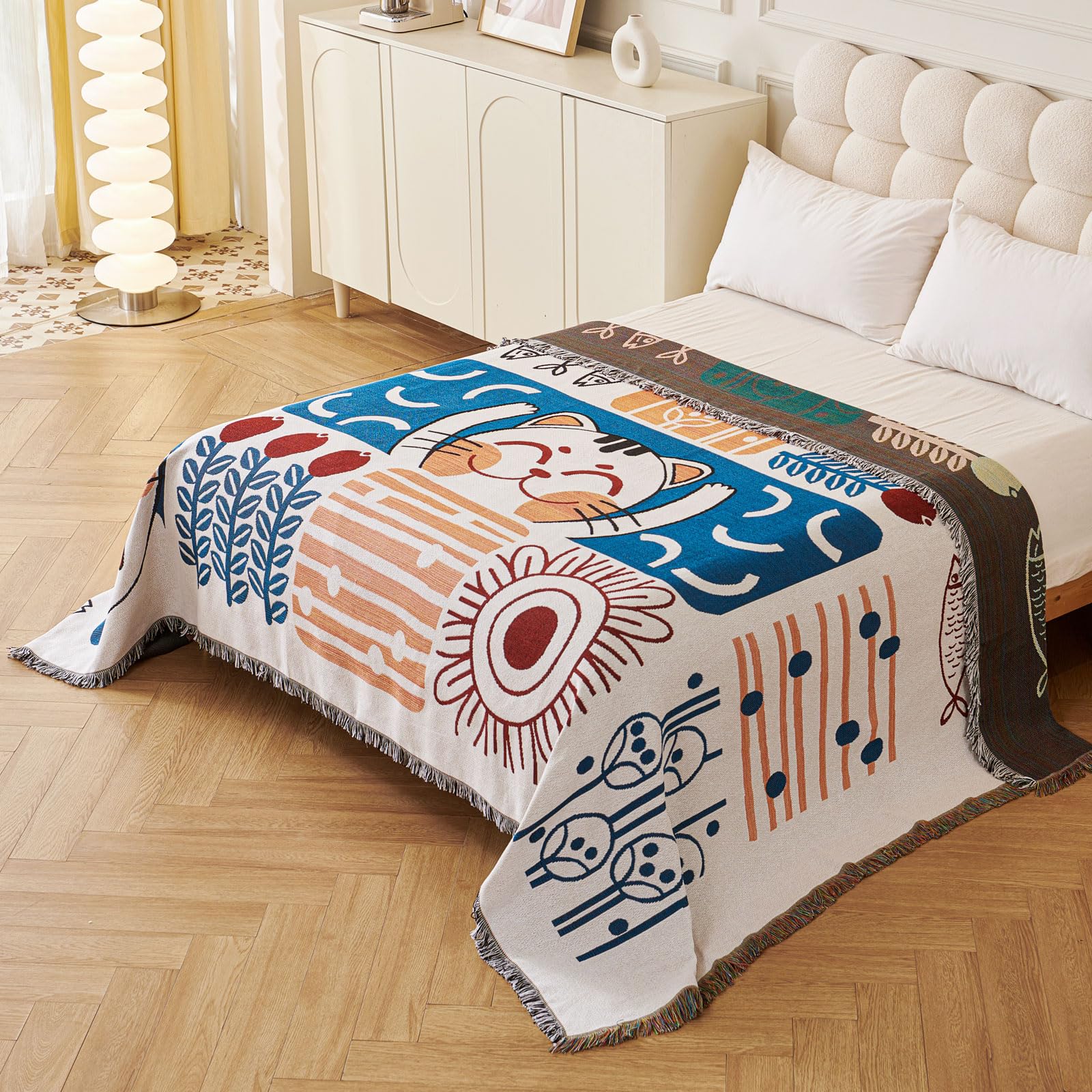 LHGOGO Aztec Large Sofa Throw Blanket with Tassels, 180x300cm Extra Thick Bohemian Woven Blanket for 2 3 4 Seater Settees - Image 4
