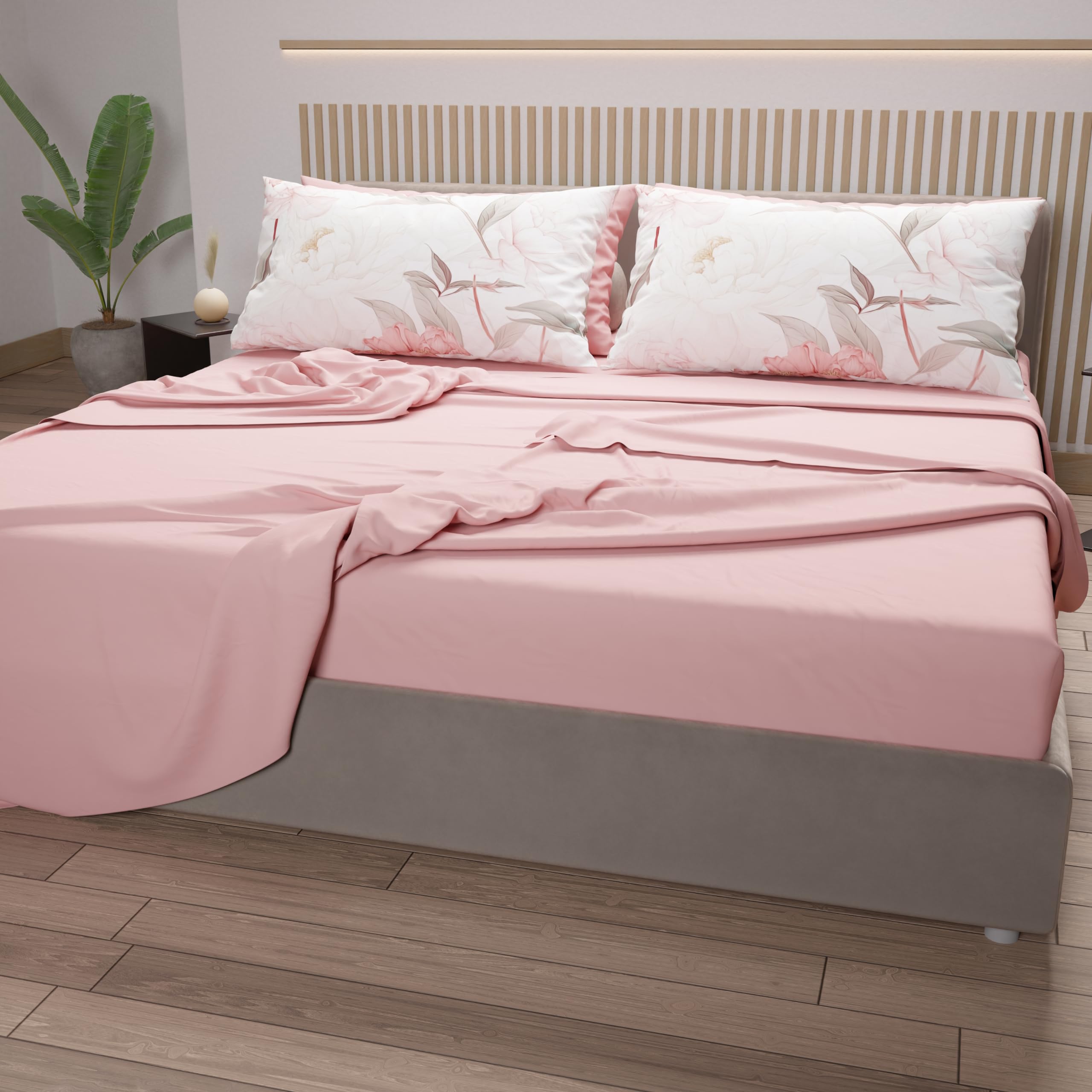 Lenzuola Matrimoniali PETTI Made In Italy - Cotone Con Stampa Cigni Rosa, Completo Letto