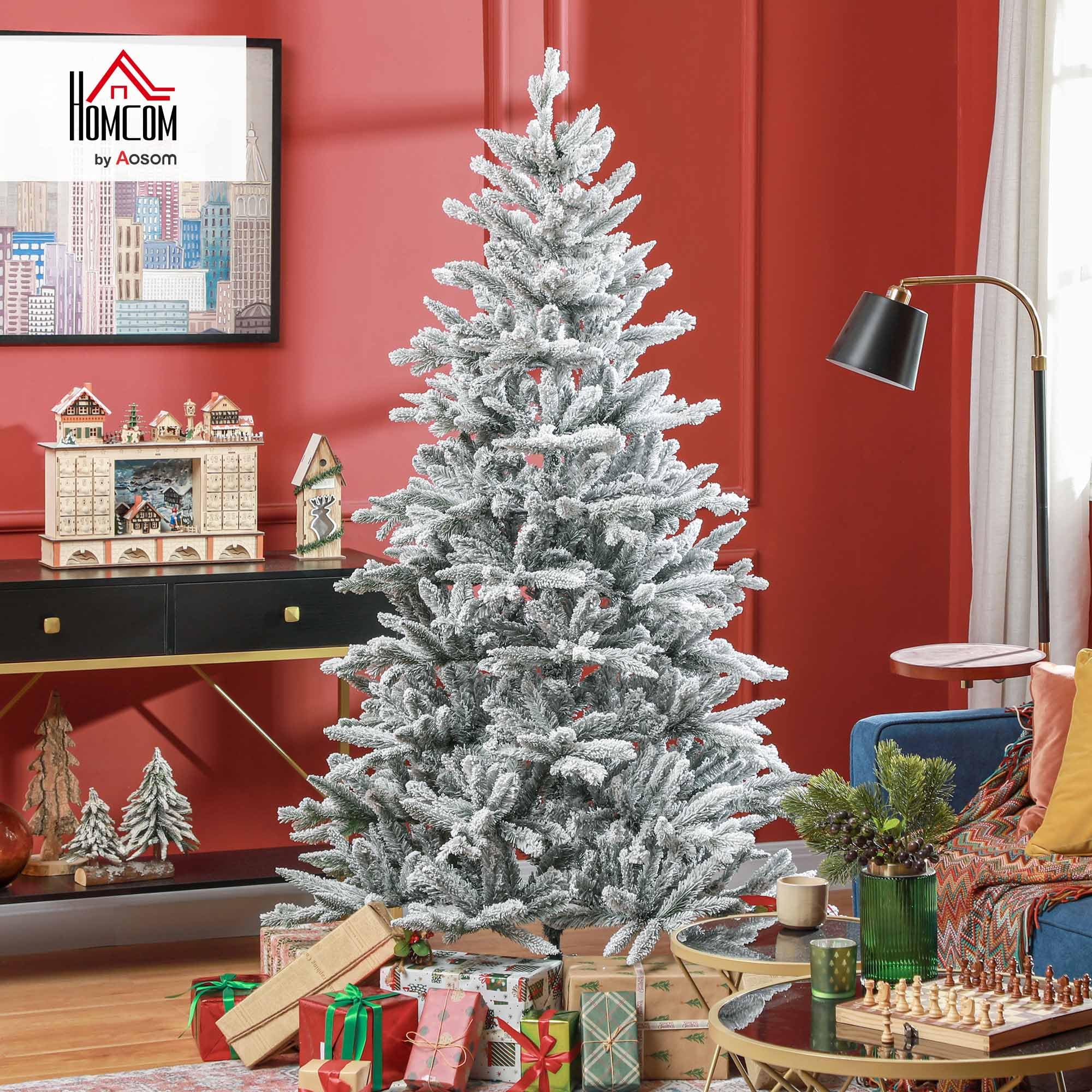 HOMCOM Künstlicher Weihnachtsbaum 180 cm mit Schnee, inkl. Metallständer