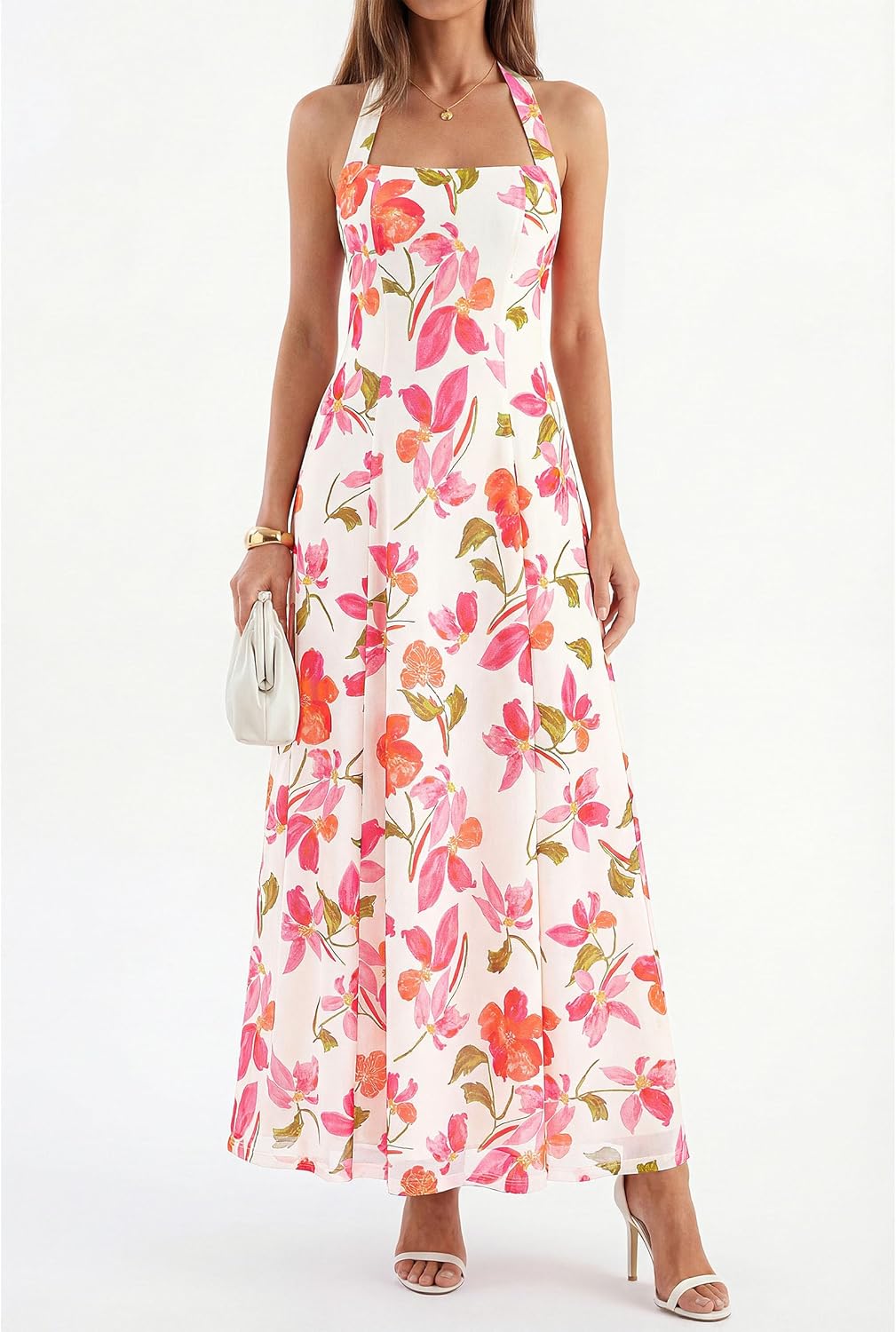 KIRUNDO Women Halter Floral Maxi Dress 2026 Summer Wedding Guest Cocktail Party Sleeveless A Line Beach Vacation Sundress - Image 4