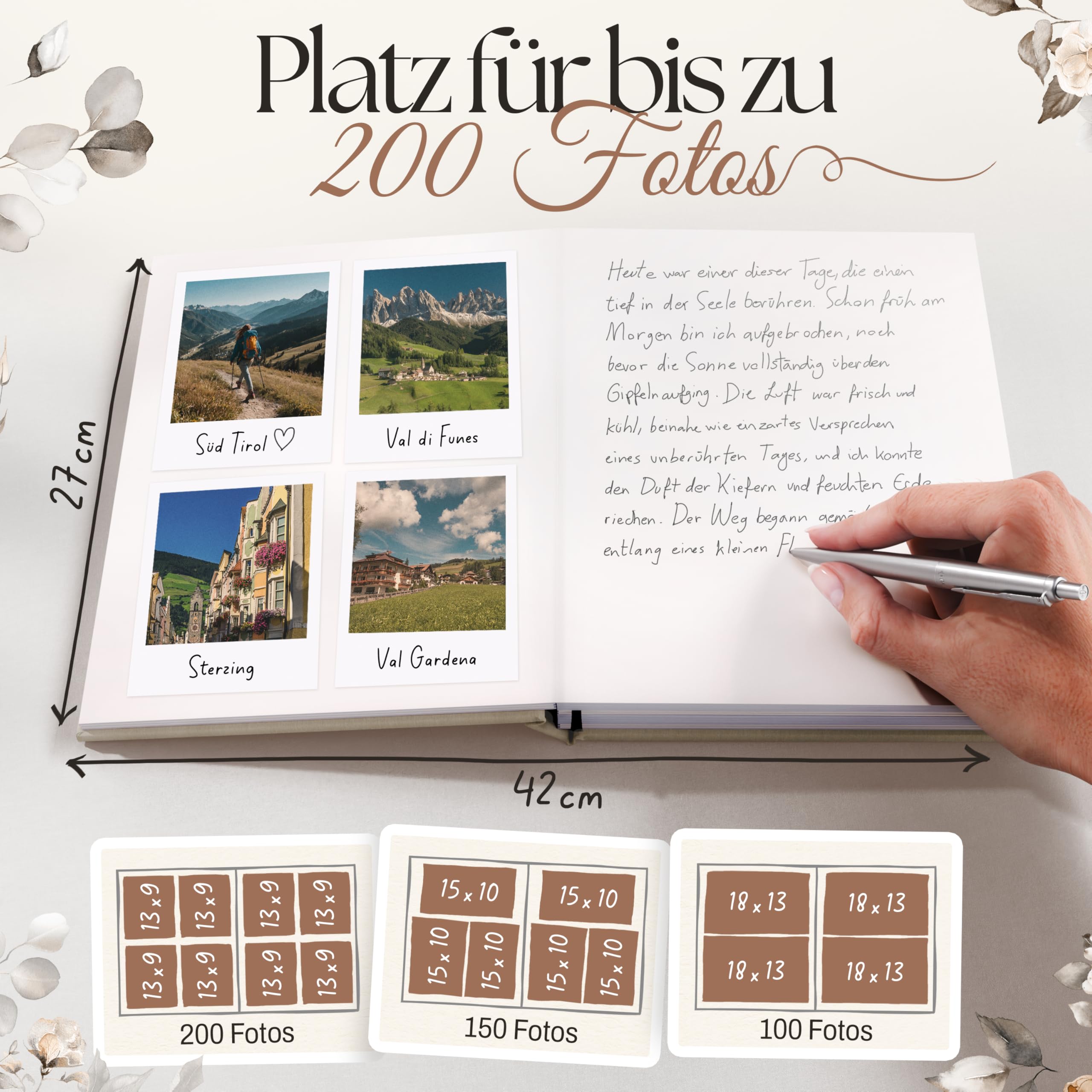 Fotoalbum zum Selbstgestalten [MIT VIDEOS & TON] Made in Germany | Scrapbook mit Displays | Großes Fotoalbum zum Einkleben | Für bis zu 200 Bilder | Hochzeit & Familien-Meilensteine