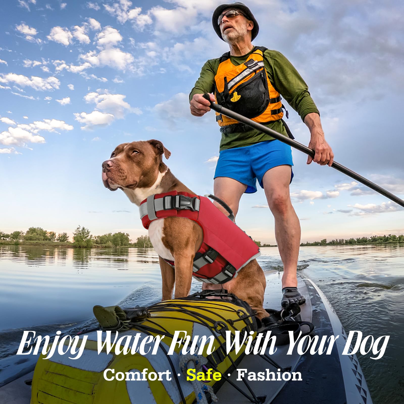 Pawaboo Dog Life Jacket, Reflective Dog Safety Vest Adjustable Pet Life Preserver with Strong Buoyancy & Sturdy Rescue Handle - Image 2