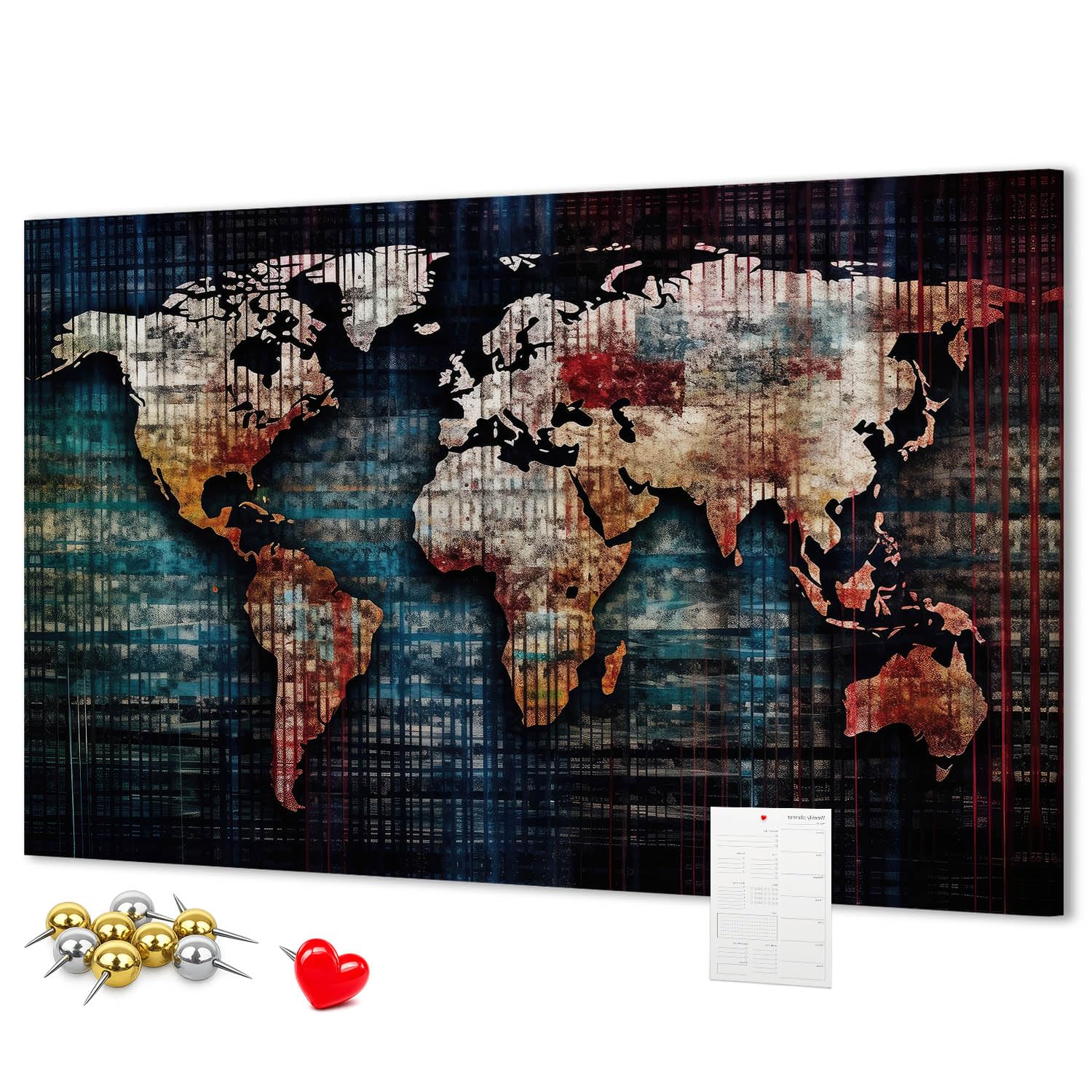 Pizarra de corcho con diseño original 140x100 cm | Mapa lineal