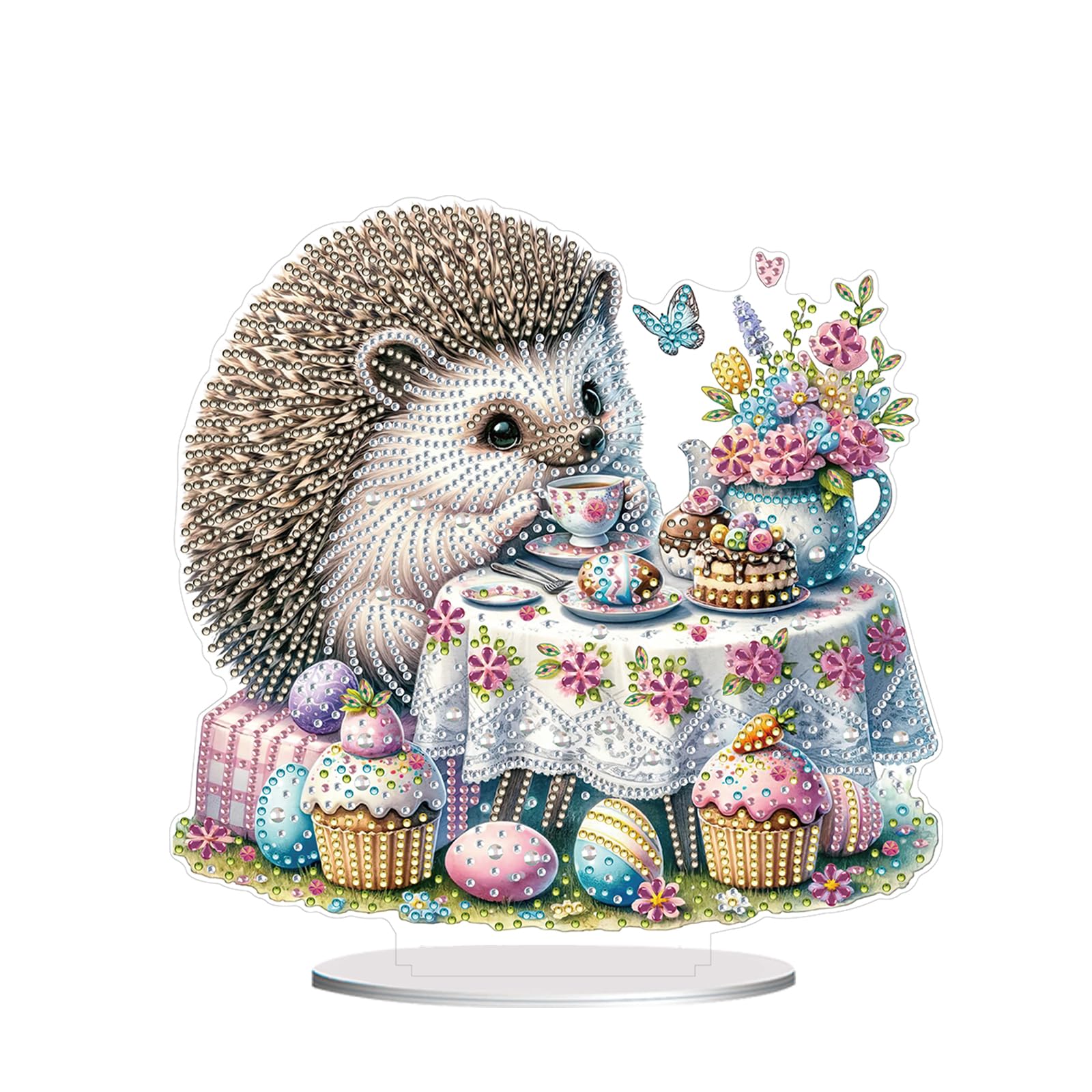 Awesocrafts Diamond Art Table Top Ornaments Hedgehog Butterfly Table, 5D Diamond Painting Tabletop Decorations Special Shape Crystal Art Christmas Desktop Decor (Hedgehog)