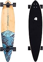 Vista 7 de Retrospec Zed Cruiser & Pintail Longboard Skateboard Complete – Bamboo & Canadian Maple Wood Cruiser con camiones Kingpin reversa