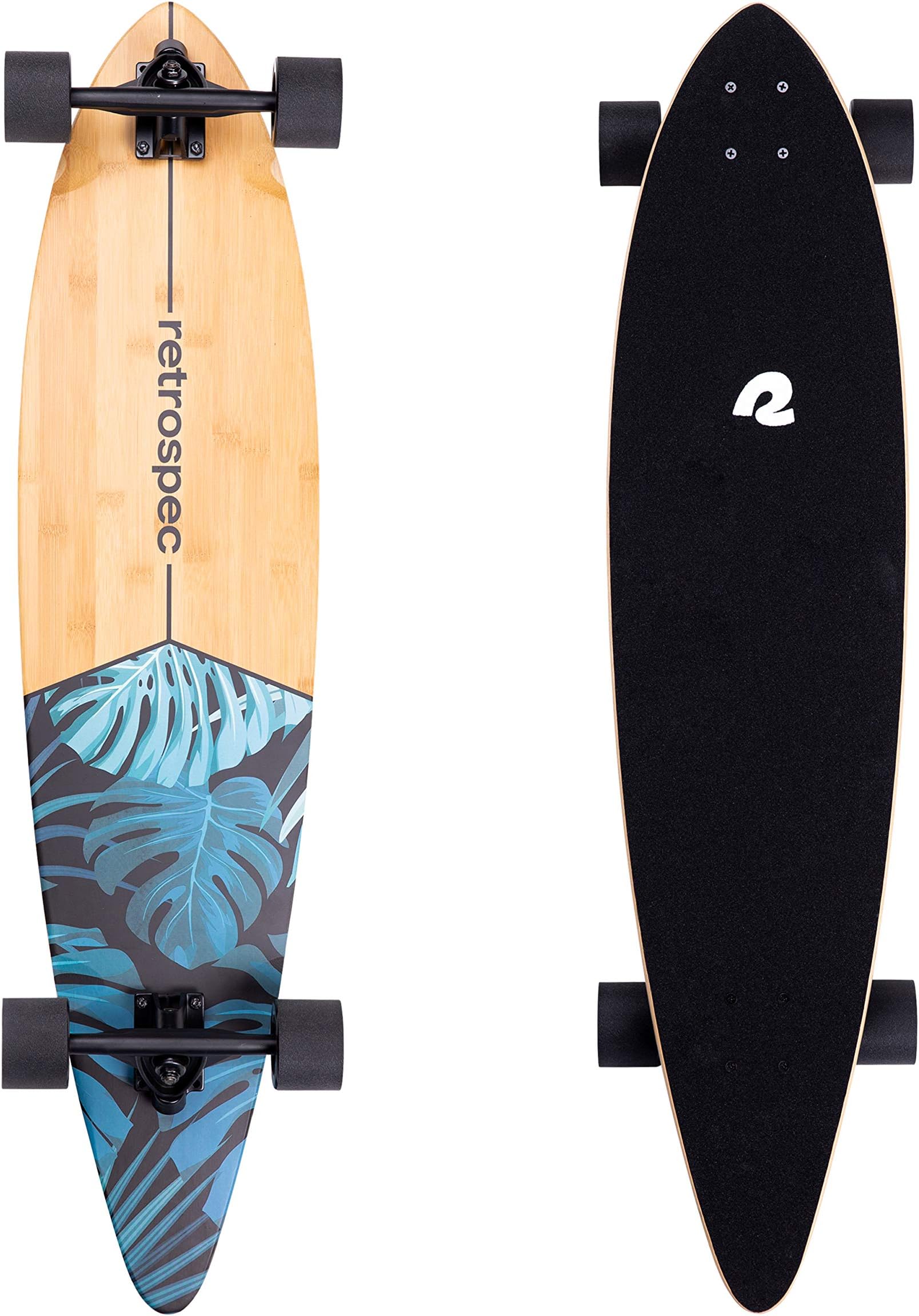 Zed Cruiser & Pintail Longboard Skateboard Complete Cruiser | Bamboo & Canadian Maple Wood Cruiser w/Reverse Kingpin Trucks for Commuting, Cruising, Carving & Downhill Riding