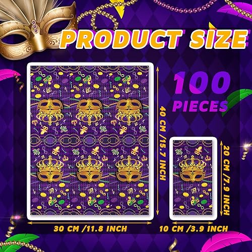 Miniatura 2 de 100 servilletas de papel para máscara Mardi Gras, 3 capas, Mardi Gras, para el hogar, cena, cocina, baño, suministros de fiesta Mardi Gras