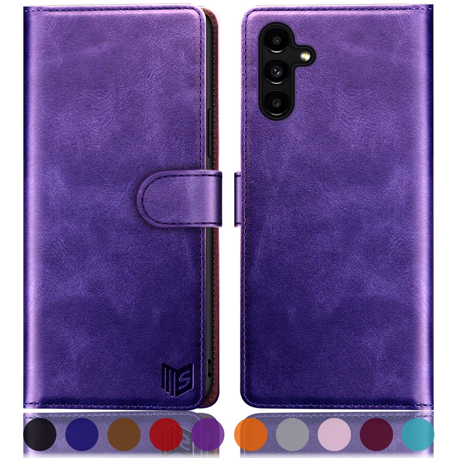 SUANPOT for Samsung Galaxy A35 5G Wallet case with RFID Blocking Credit Card Holder,Flip Book PU Leather Protective Cover Women Men for Samsung A35 Phone case Purple