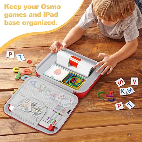 Vista 6 de FINPAC Estuche rígido de transporte para juegos Osmo, maletín organizador de almacenamiento grande para base Osmo para iPad, tablero creativo