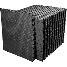 HulkFit Puzzle Exercise Mat, 1 Inch EVA Interlocking Foam Floor Tiles Workout Mat for Home Gym Equipment, MMA, Gymnastics, Shock-Absorbing Workout Mat for Garage Flooring and Apartments, 18 Tiles