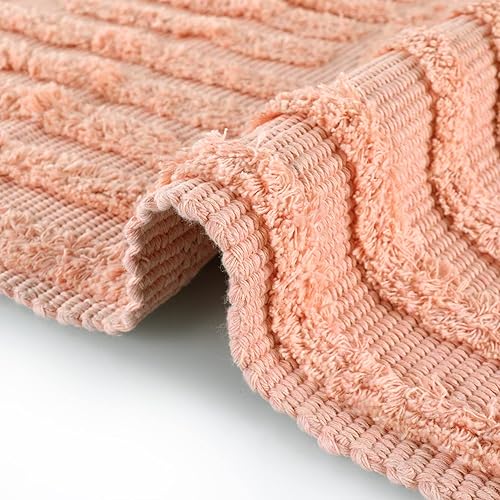 Miniatura 3 de Lanffia Alfombra bohemia de 4 x 6 pies, moderna alfombra de arcoíris rosa para sala de estar y habitación de los niños, alfombra lavable con borlas