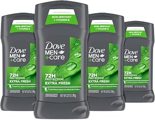 Dove Men+Care Extra Fresh Antiperspirant Deodorant Stick 4-Pack: 72H Sweat & Odor Protection, Citrus Scent, 1/4 Moisturizer
