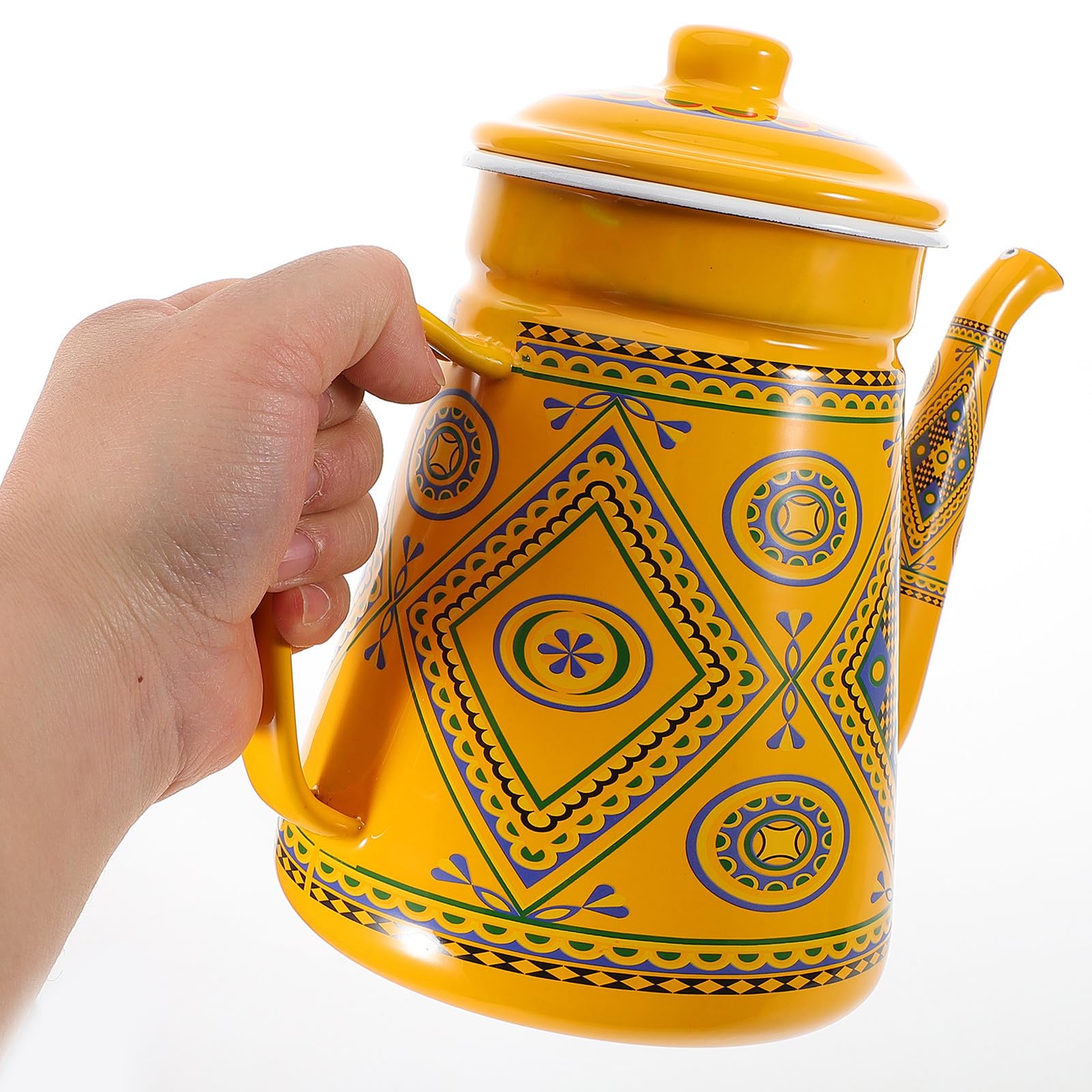TOYANDONA Tetera Esmaltada Naranja de 1,5 L para Café y Agua en Estufa