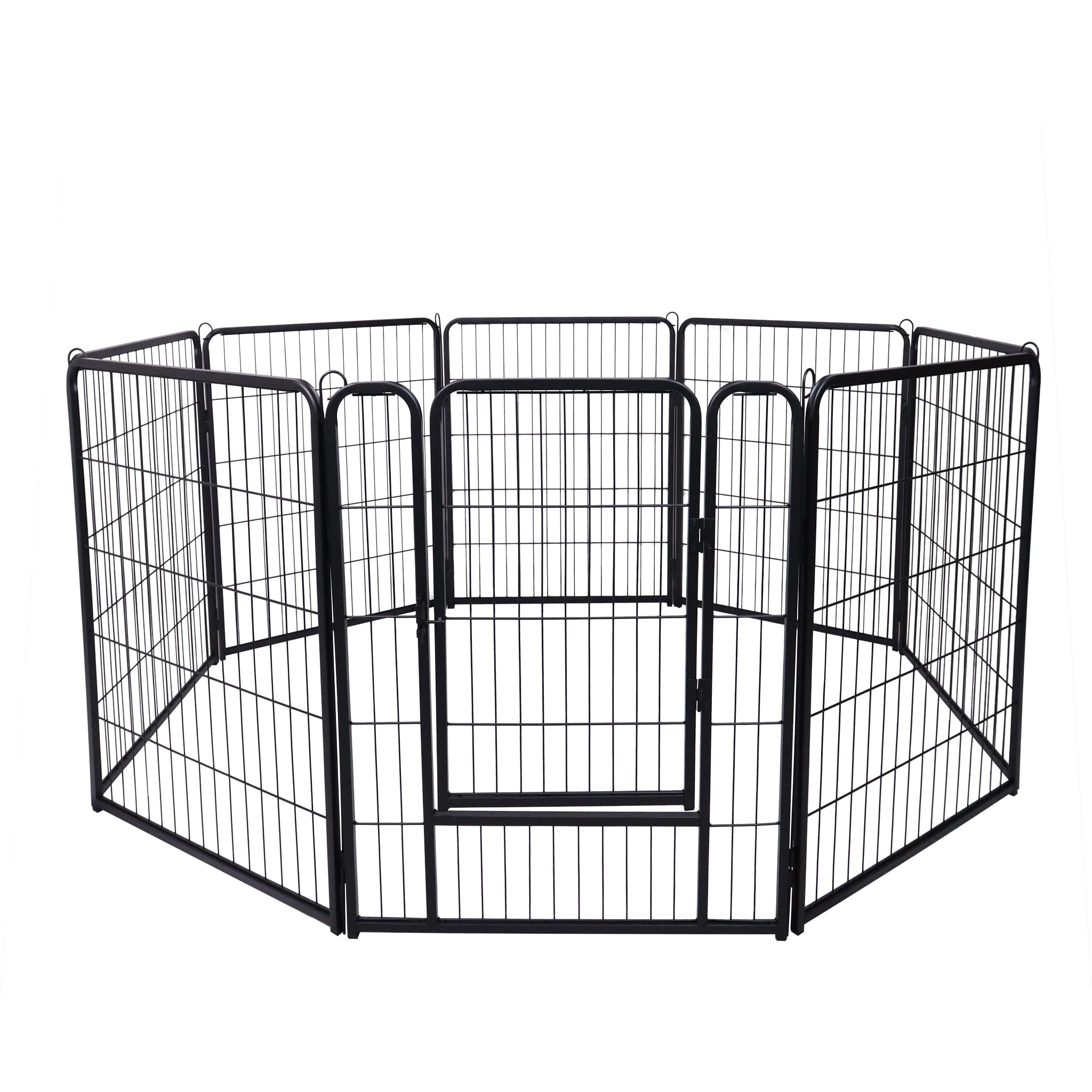 LZQ Welpenauslauf Welpenlaufstall DIY, Laufstall Hund faltbar mit Tür, Hundelaufstall für Wohnung 8 Gitterplatten je 80 x 65 cm für Hunde Wohnung & Garten