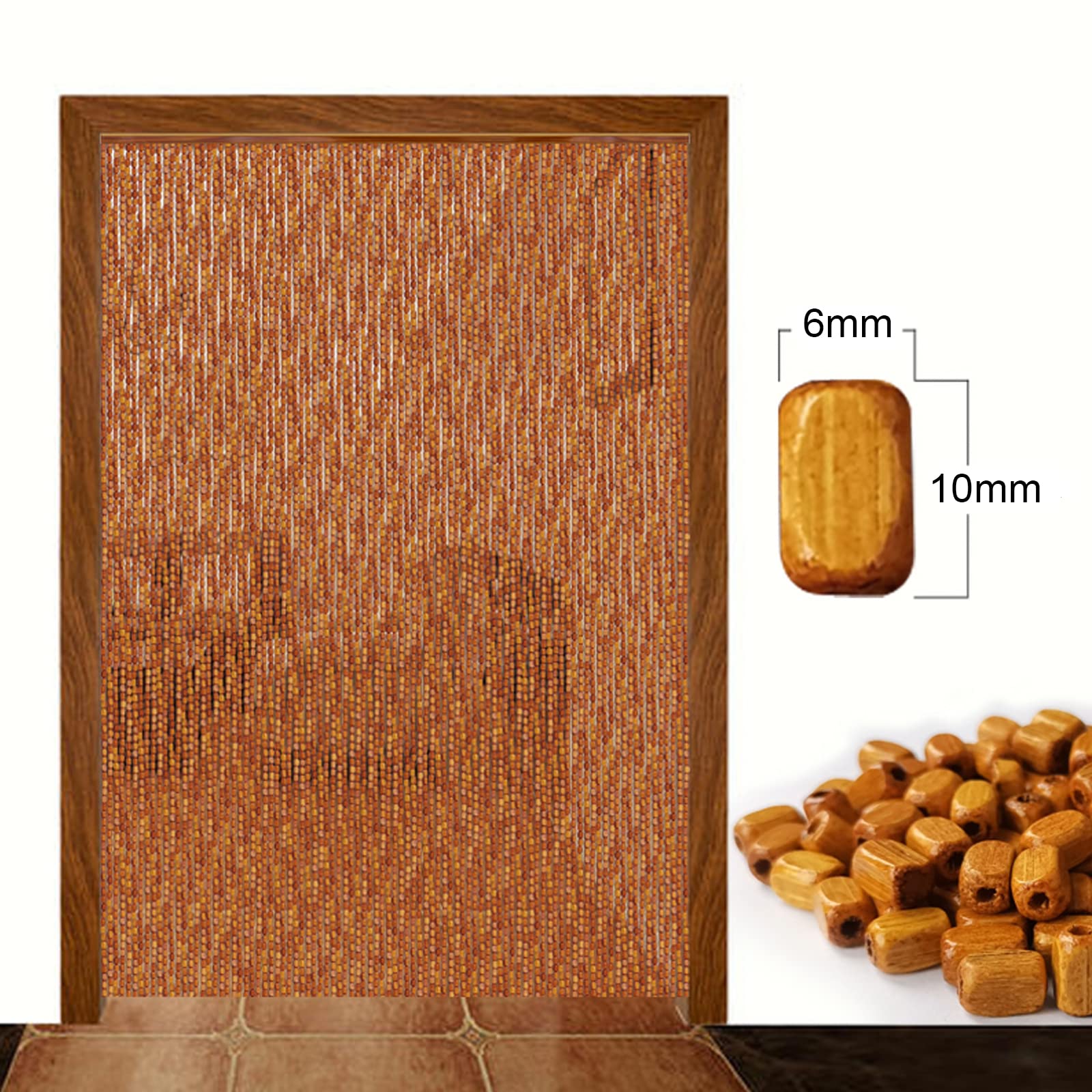 Lot de 80 rideaux décoratifs en perles de bambou pour portes, fenêtres et couloirs, 80 x 150 cm