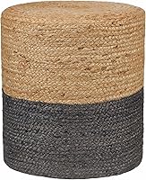 Vista 4 de REDEARTH · Taburete cilíndrico otomano para pies - Puf trenzado de yute, asiento de apoyo para pies para la sala de estar, dormitorio, guardería