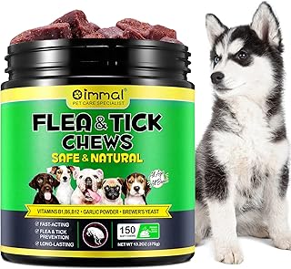 Flea and Tick Prevention for Dogs Chewable, 150pcs Dog Flea & Tick Control Supplement, Flea and Tick Chews for Dogs, Oral Flea and Tick Treats for Dogs(Peking Duck Flavor)