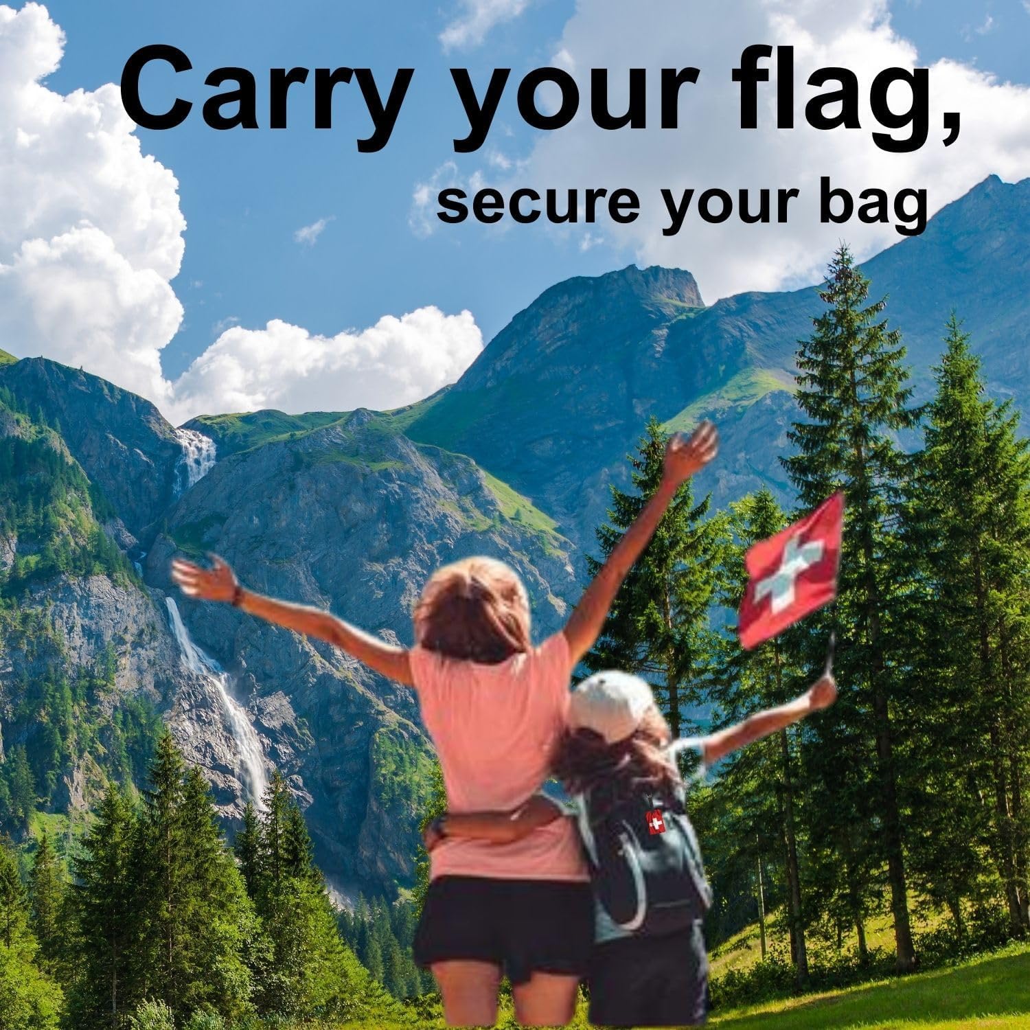 tag8 Lot de 6 étiquettes de bagage intelligentes avec drapeau suisse | Identification tendance | Étiquette de valise | Étiquette numérique tendance | Conforme aux normes des compagnies aériennes SITA