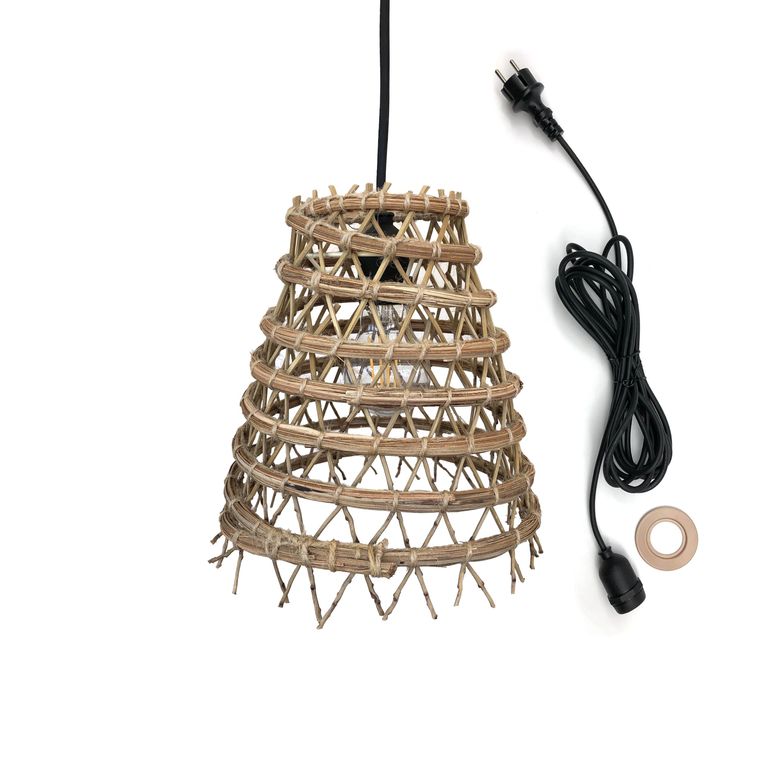 Suspensión de red exterior Zakari en fibra de palmera natural con cable de 5m Lumisky