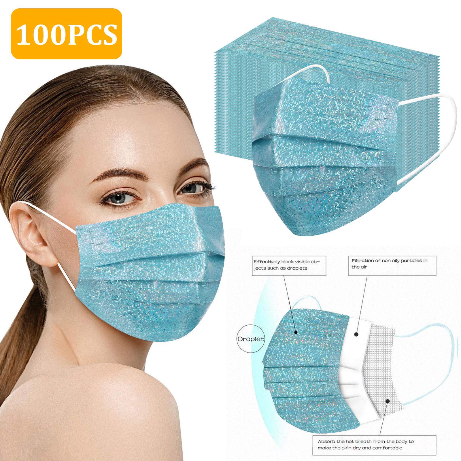 Crosstex Latex-Free Isofluid Plus Earloop Mask, Blue (Pack of 50)