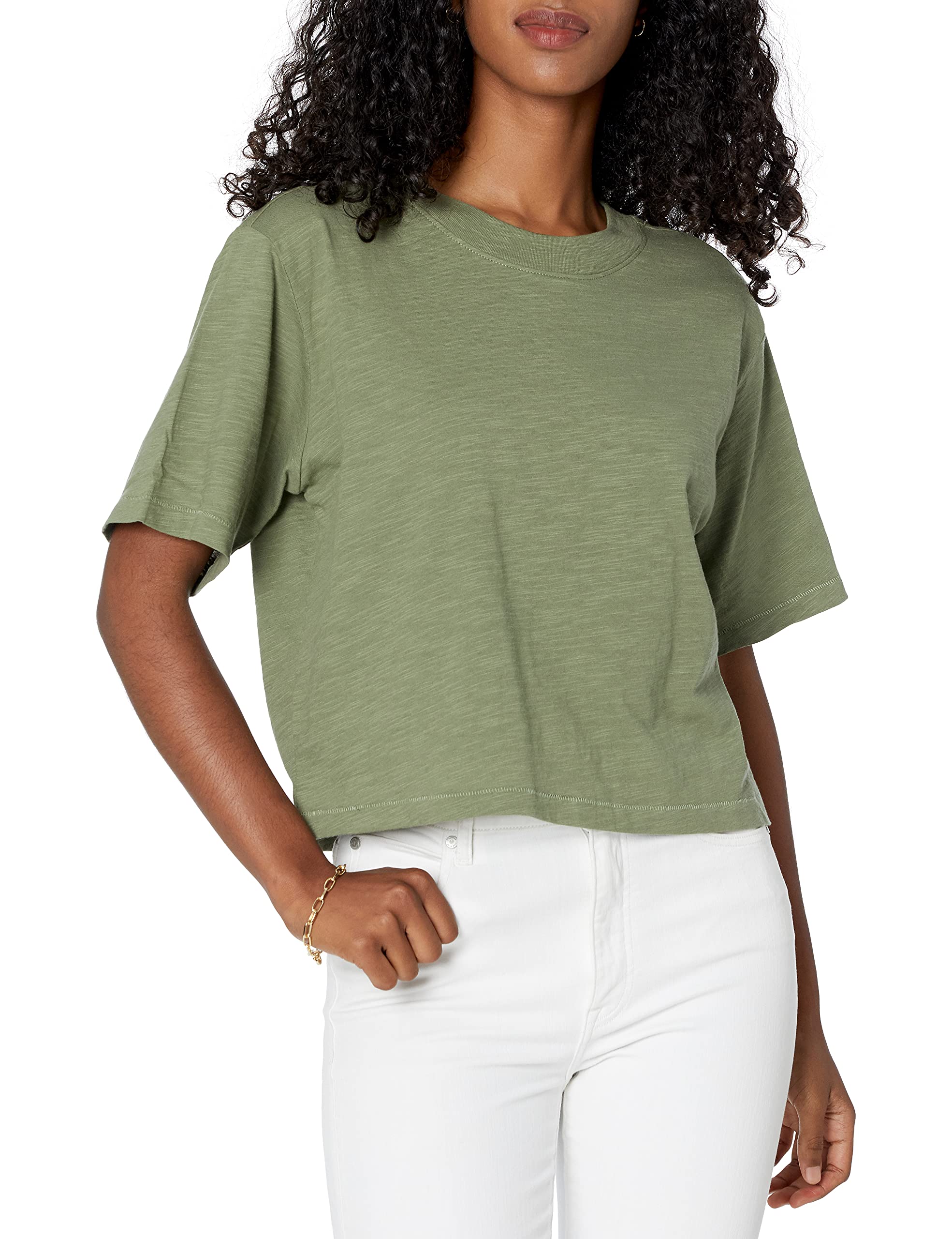 The Drop Women's Sydney Short-Sleeve Cropped Crew Neck T-Shirt