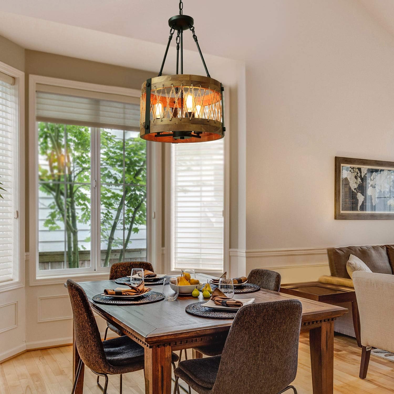 Frее Shірріng оƒƒеr Eumyviv Round Dinning Table Farmhouse Wood Chandelier Light (3 Lights (No Need Glass Shade)) Crеаtіvе Prоduсt Eumyviv Round Dinning Table Farmhouse Wood Chandelier Light (3 Lights (No Need Glass Shade))