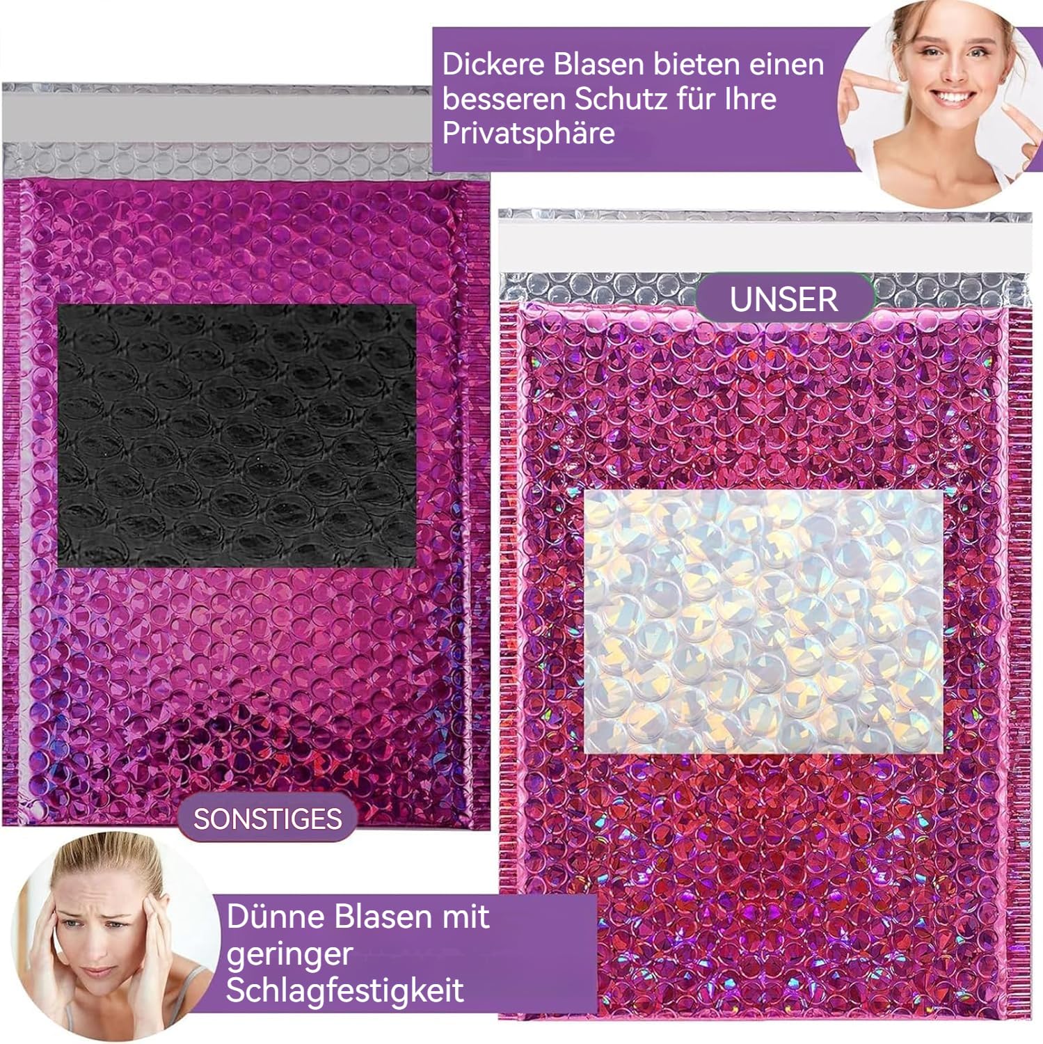 50 unidades Poly Bubble Mailer (rojo rosa)
