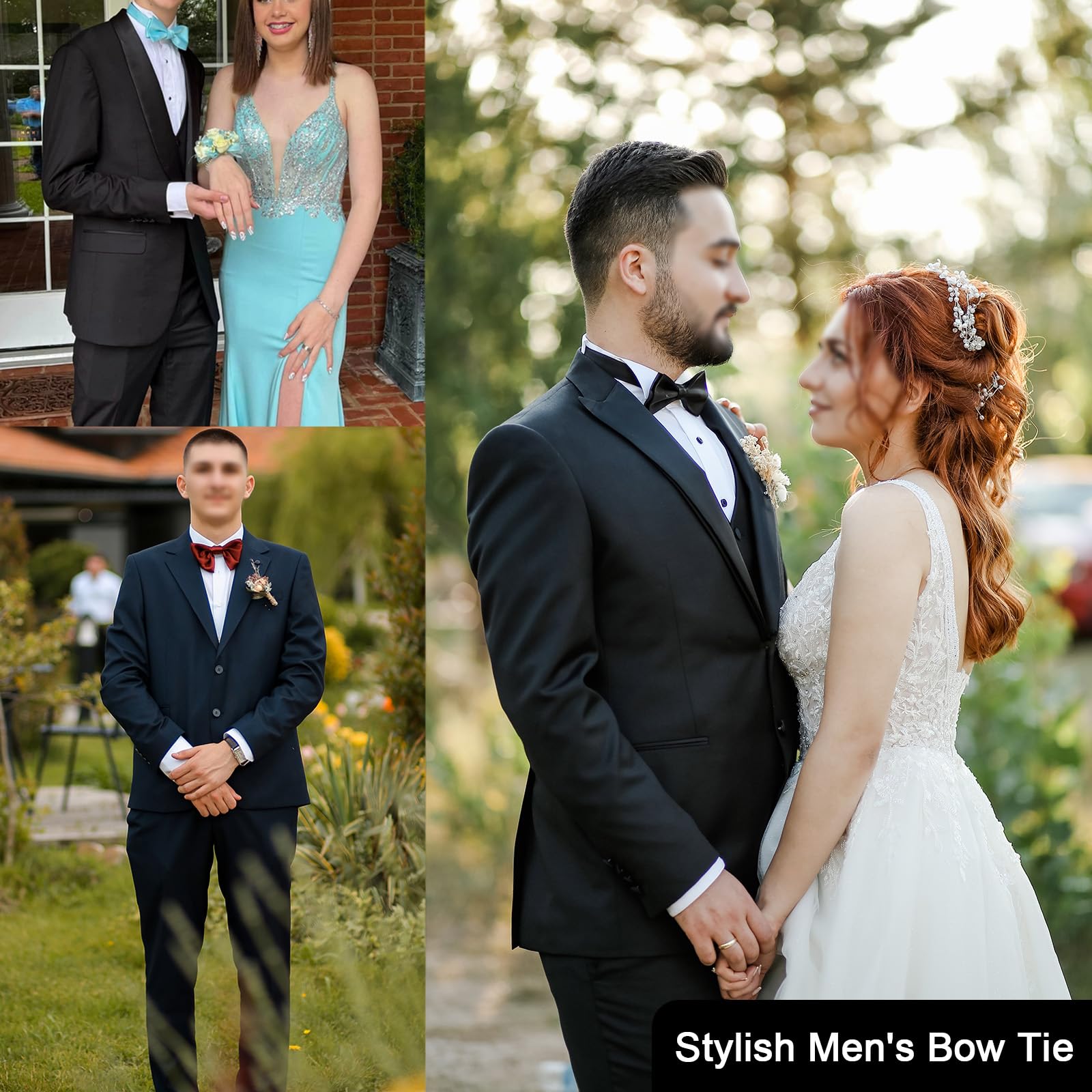 4PCS Nœuds Papillon Cravate Bleu Clair Jacquard Paisley Business Avez