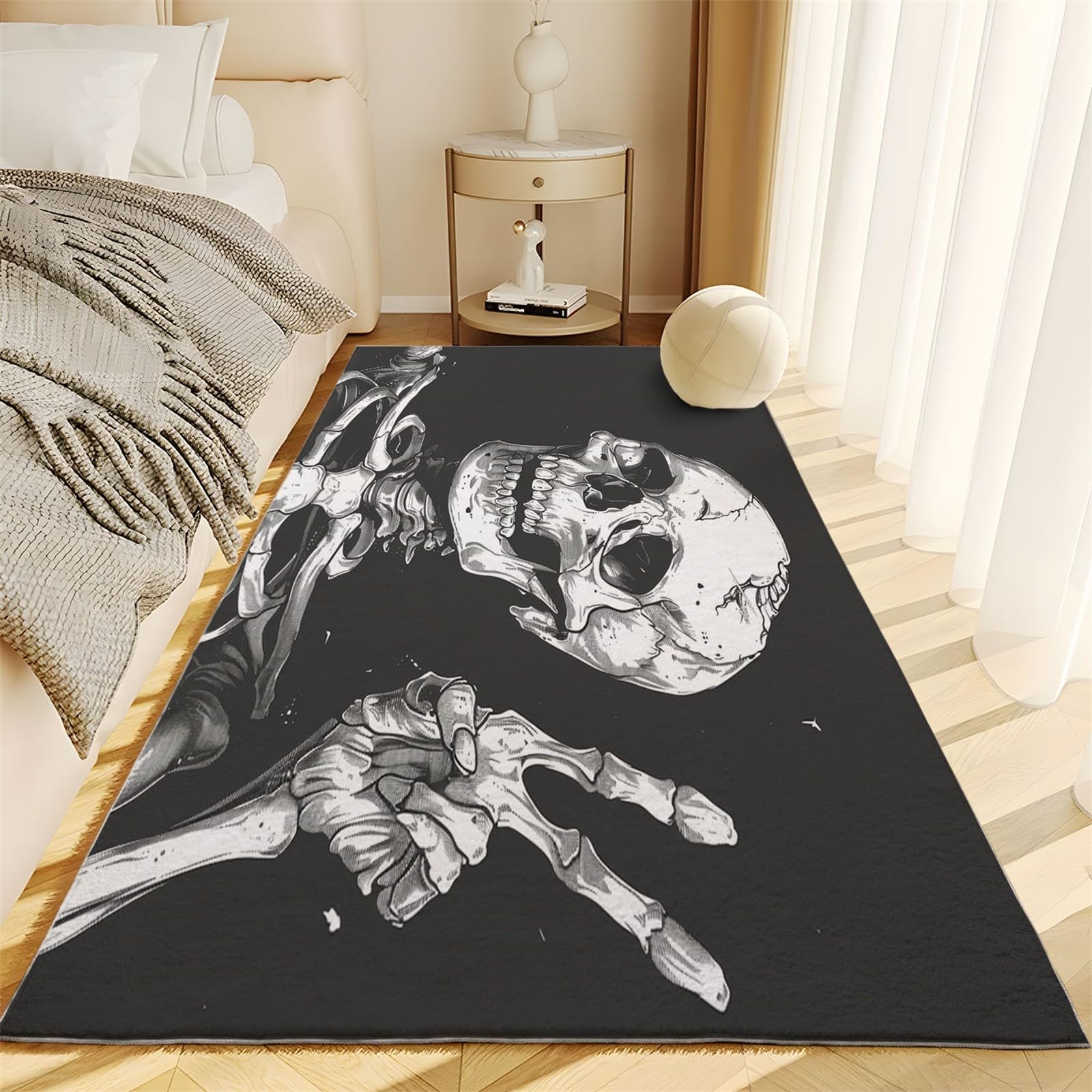 Generico Halloween Resti Di Teschi A Tema Area Tappeti per Soggiorno, Tappeto Morbido Sala da pranzo Camera da letto Home Decor Tappeto Teschio Carino, Tappeto Antiscivolo e Lavabile 80x150cm