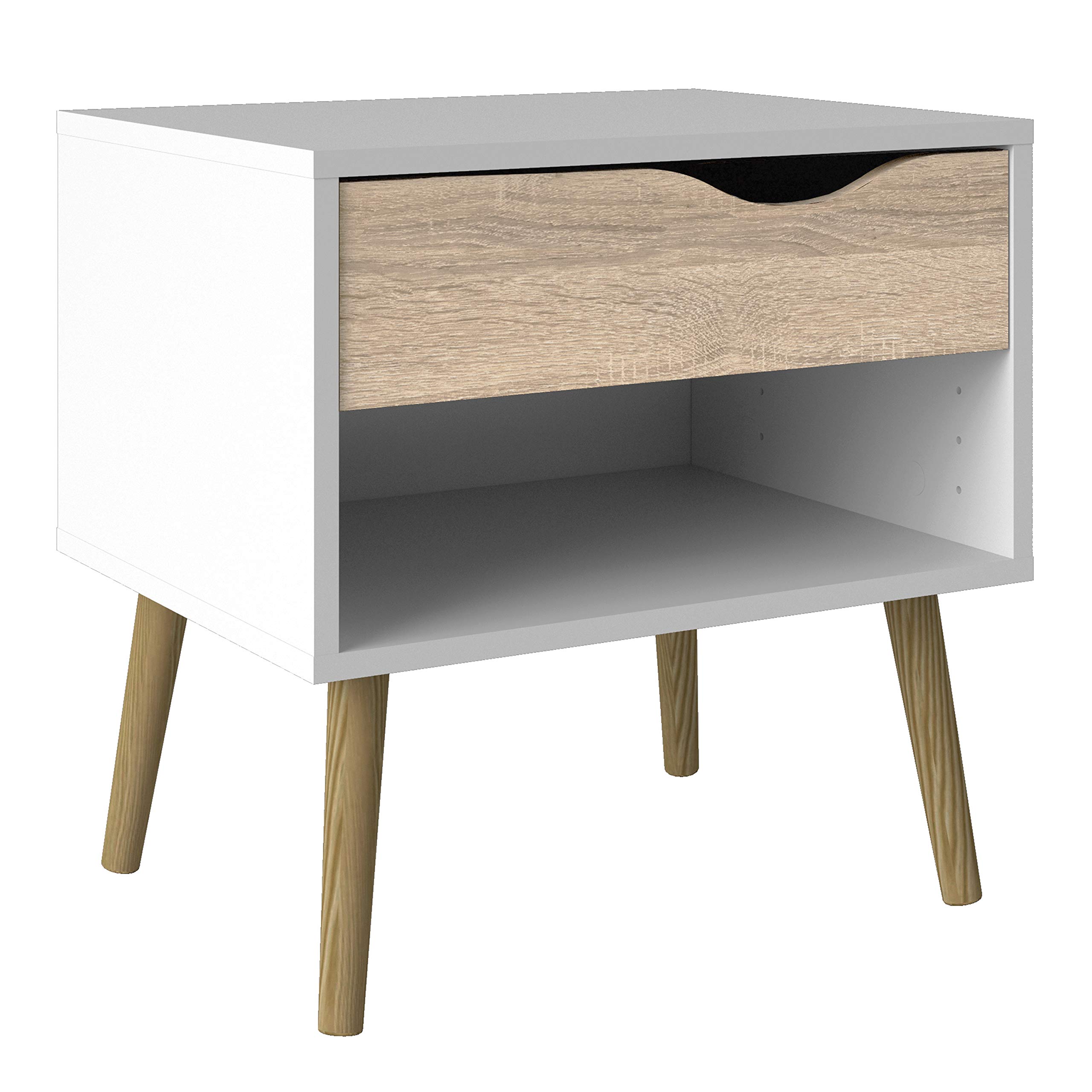 Furniture To Go | Oslo Bedside 1 Drawer in White and Oak