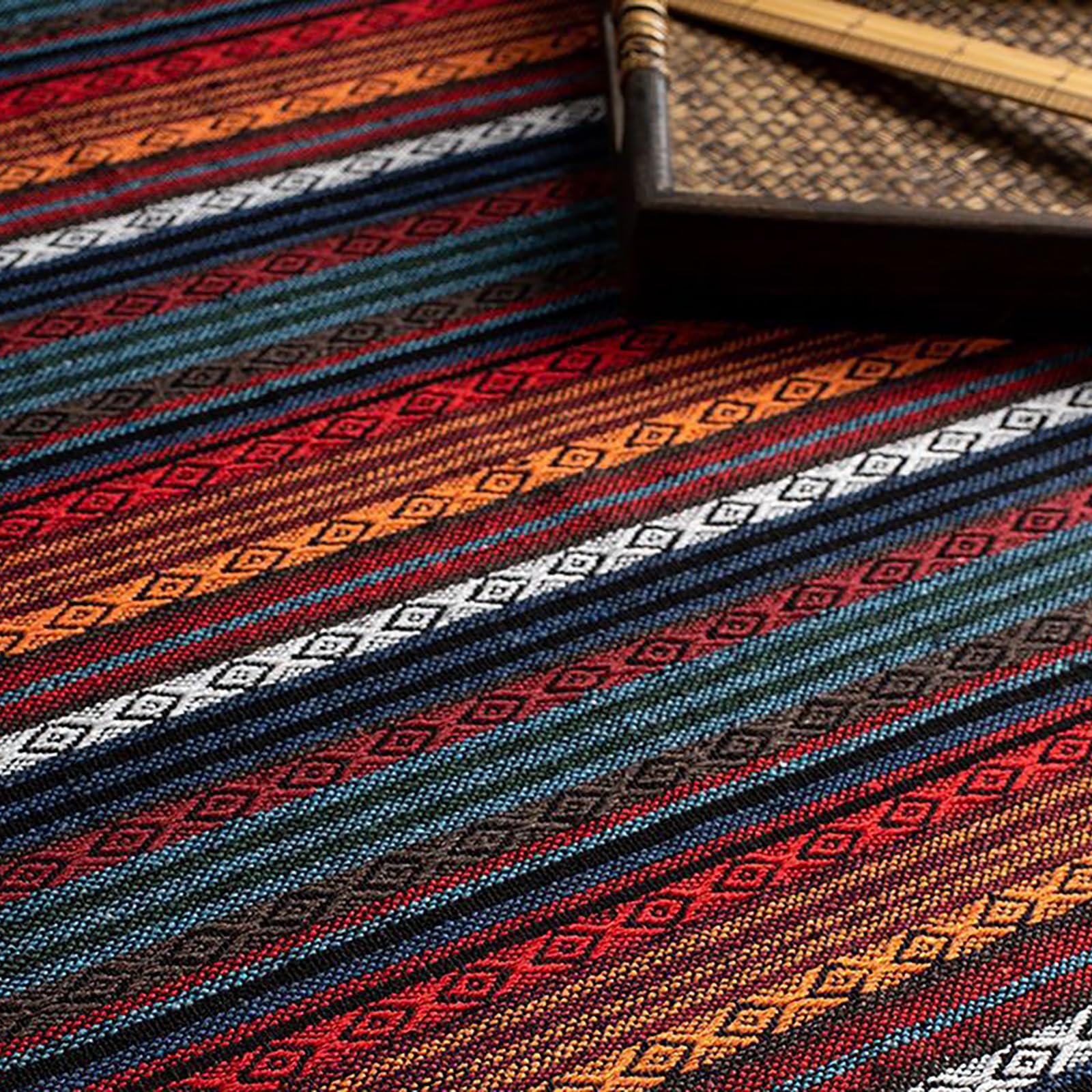 1m*1.5m Vintage Jacquard Stoffe Ethnischer Stil Patchwork Stoffe 60% Leinen + 40% Baumwolle Boho-Stoff Für Heimdekoration Nähen Quilt DIY (#07,5m)