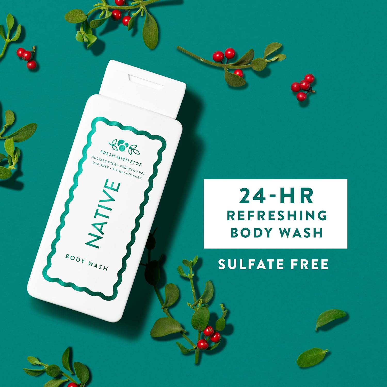 Native Body Wash, Holiday Edition, Fresh Mistletoe Scent, Contains Naturally Derived Ingredients | For Women & Men, Sulfate, Paraben, & Dye Free Leaving Skin Soft and Hydrated | 18 oz - Image 2